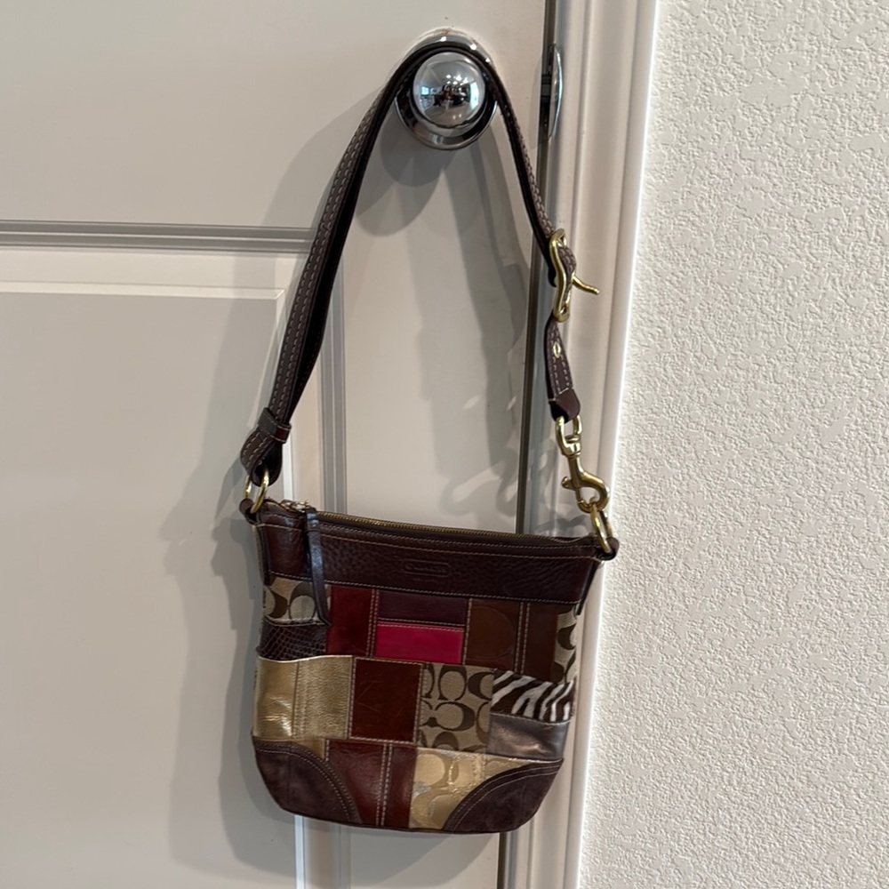 Patchwork Shoulder Bag - Brown Multi